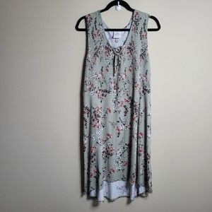 Knox Rose Size XXL Sage Green Floral Sleeveless Midi Sundress Shirred High Low